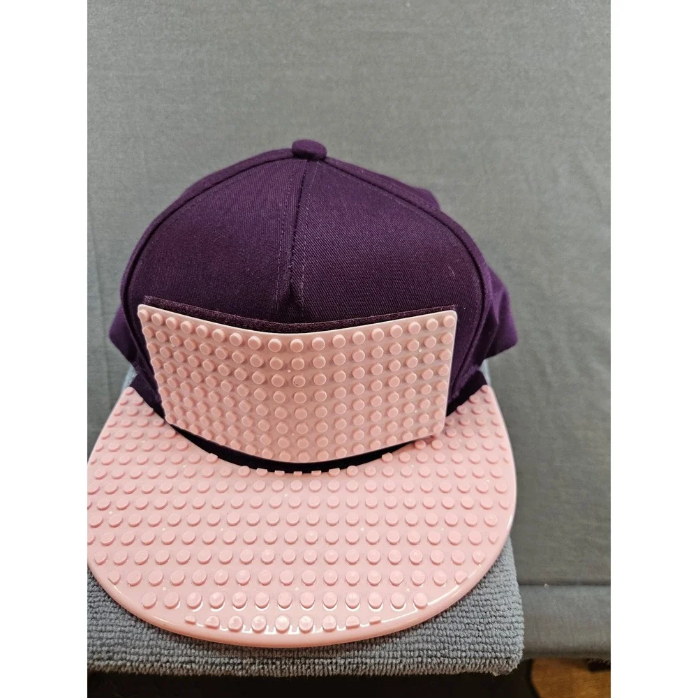 BLOKS Snapback Hat Purple Pink Building Block Studded Brim Adjustable Cap